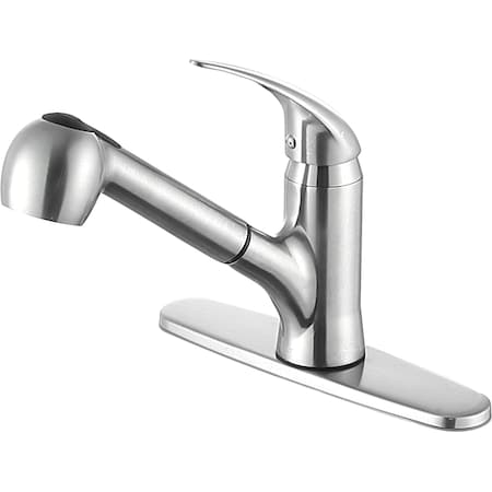 Anzzi Del Acqua Single-Handle Pull-Out Kitchen Faucet, Brushed Nickel KF-AZ204BN